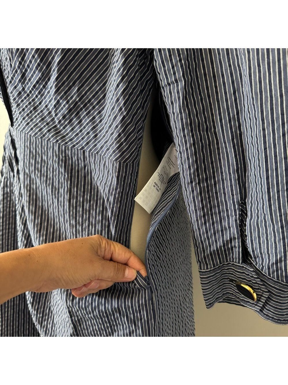 Sandro Kassy Striped Long Sleeve Dress in Blue Stripe SZ 42 , M-L - Picture 4 of 12